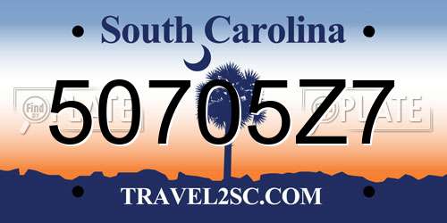 50705Z7 South Carolina License Plate
