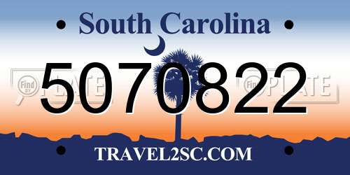 5070822 South Carolina License Plate
