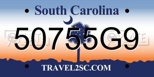 50755G9 South Carolina License Plate