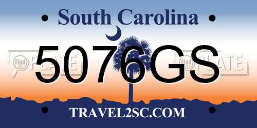 5076GS South Carolina License Plate