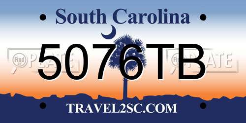 5076TB South Carolina License Plate