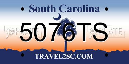 5076TS South Carolina License Plate