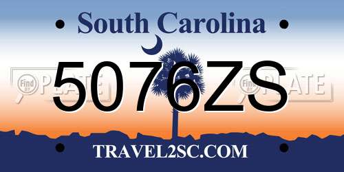 5076ZS South Carolina License Plate
