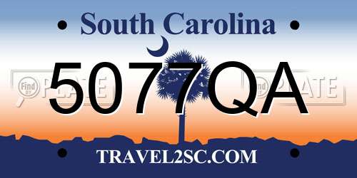 5077QA South Carolina License Plate