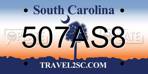 507AS8 South Carolina License Plate