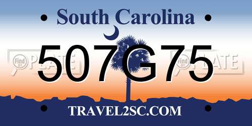 507G75 South Carolina License Plate