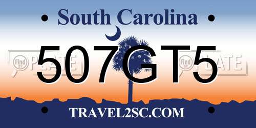 507GT5 South Carolina License Plate