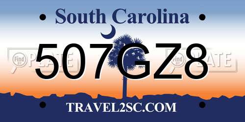 507GZ8 South Carolina License Plate