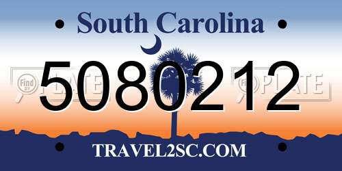 5080212 South Carolina License Plate