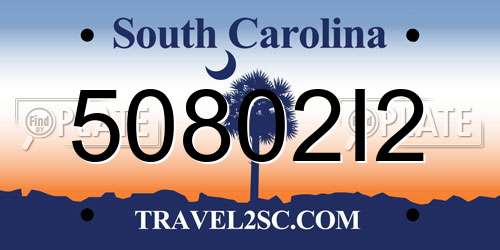 50802I2 South Carolina License Plate