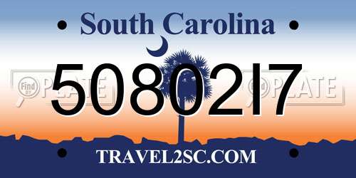 50802I7 South Carolina License Plate