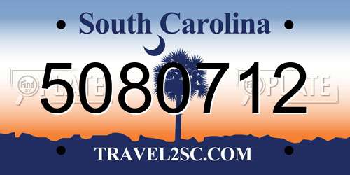 5080712 South Carolina License Plate
