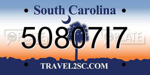 50807I7 South Carolina License Plate