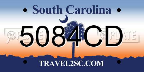 5084CD South Carolina License Plate
