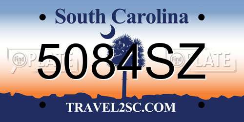 5084SZ South Carolina License Plate