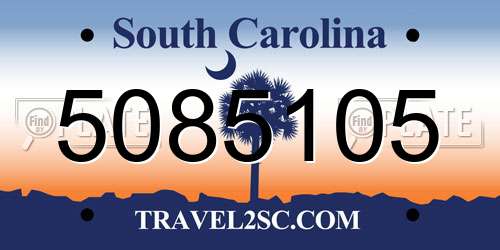 5085105 South Carolina License Plate