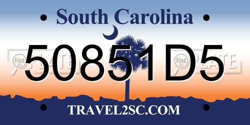 50851D5 South Carolina License Plate