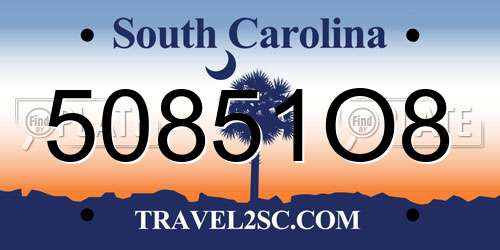 50851O8 South Carolina License Plate