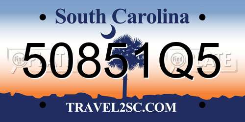 50851Q5 South Carolina License Plate