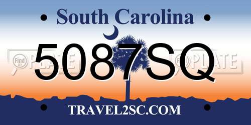 5087SQ South Carolina License Plate