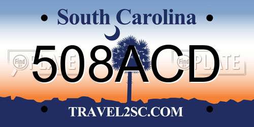 508ACD South Carolina License Plate