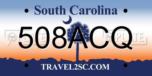 508ACQ South Carolina License Plate