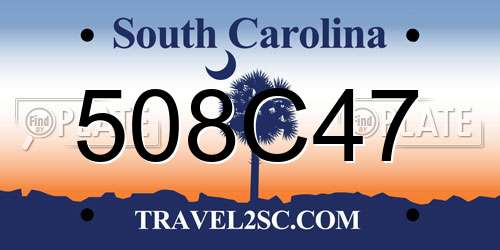 508C47 South Carolina License Plate