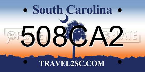 508CA2 South Carolina License Plate