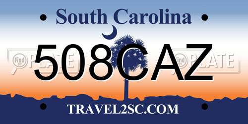508CAZ South Carolina License Plate