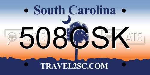 508CSK South Carolina License Plate