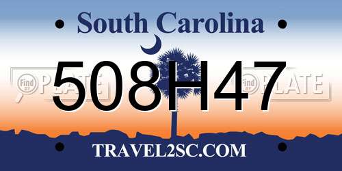 508H47 South Carolina License Plate