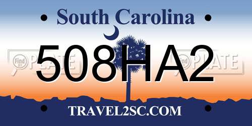 508HA2 South Carolina License Plate