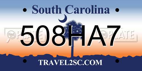508HA7 South Carolina License Plate
