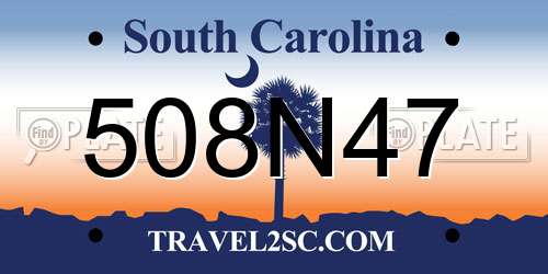 508N47 South Carolina License Plate