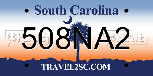 508NA2 South Carolina License Plate