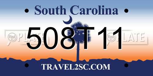 508T11 South Carolina License Plate