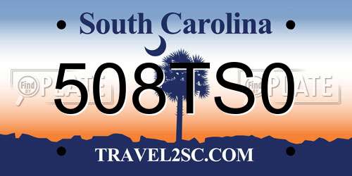 508TS0 South Carolina License Plate