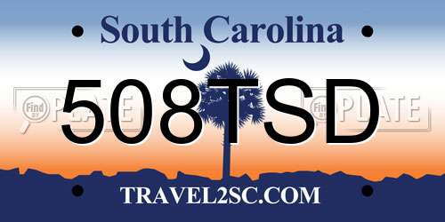 508TSD South Carolina License Plate