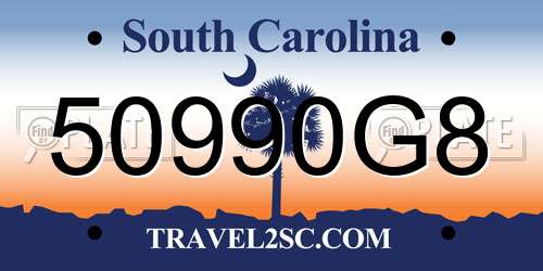 50990G8 South Carolina License Plate