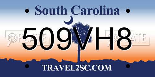 509VH8 South Carolina License Plate