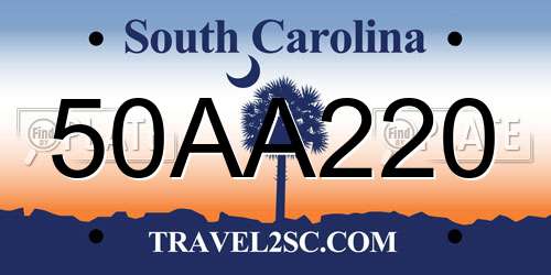 50AA220 South Carolina License Plate