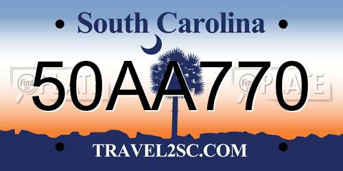 50AA770 South Carolina License Plate