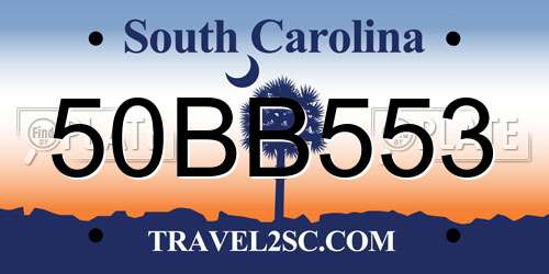 50BB553 South Carolina License Plate