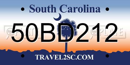 50BD212 South Carolina License Plate