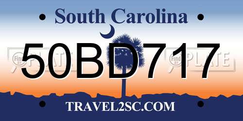 50BD717 South Carolina License Plate