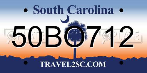 50BO712 South Carolina License Plate
