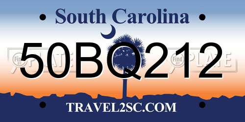 50BQ212 South Carolina License Plate