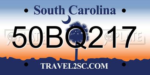 50BQ217 South Carolina License Plate