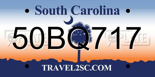 50BQ717 South Carolina License Plate