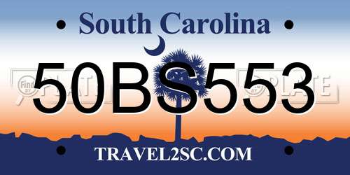 50BS553 South Carolina License Plate